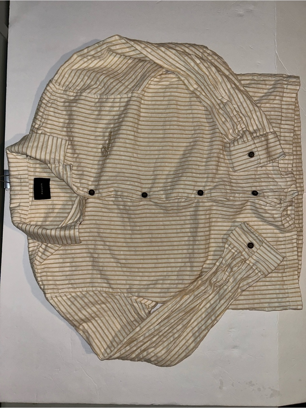 PacSun Cream & Tan Striped Lightweight Shirt Jacket